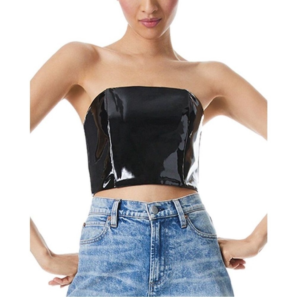 alice + olivia Ceresi Latex Bandeau Top Size 0 NWOT
